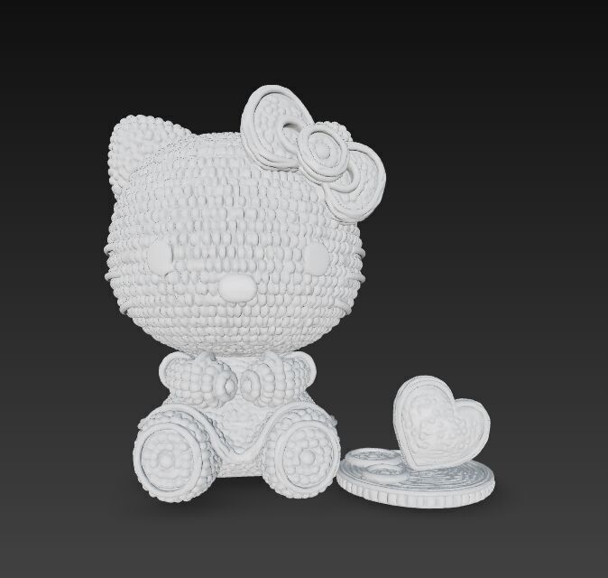 Knitted Hello Kitty Figurine 3D model_17