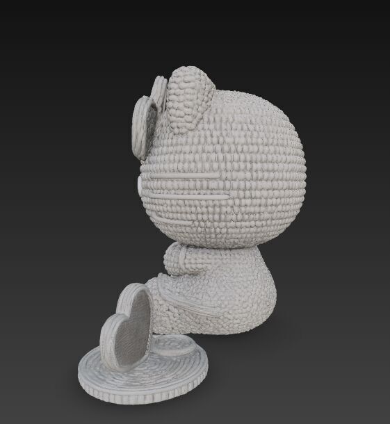 Knitted Hello Kitty Figurine 3D model_2