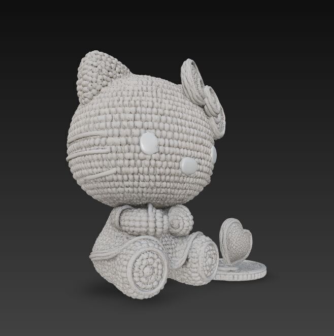 Knitted Hello Kitty Figurine 3D model_8