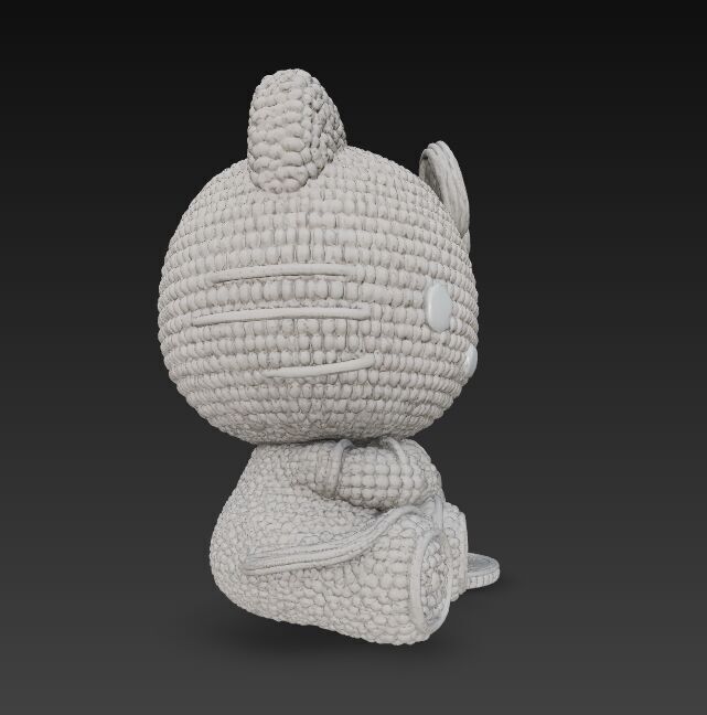 Knitted Hello Kitty Figurine 3D model_5