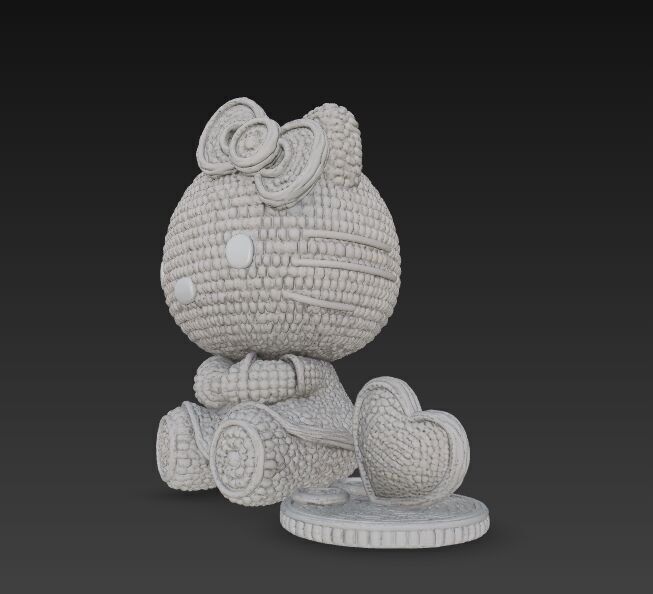 Knitted Hello Kitty Figurine 3D model_4