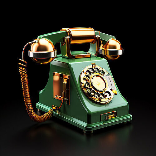 Vintage Green Rotary Phone 3D Model Low-poly 3D model