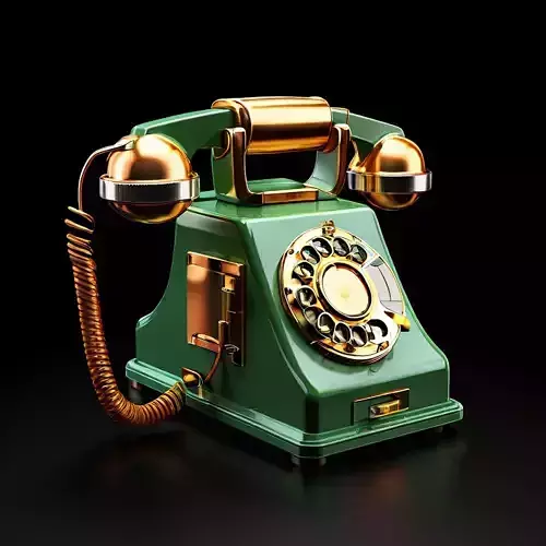 Vintage Green Rotary Phone 3D Model Low-poly 3D model