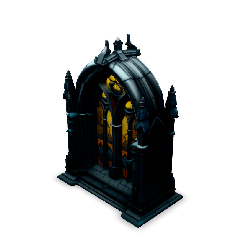 Gothic Stained Glass Window Arch Low-poly 3D model_5