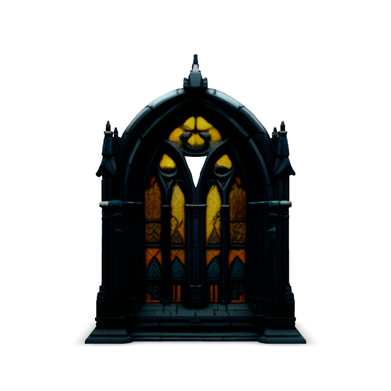 Gothic Stained Glass Window Arch Low-poly 3D model_3