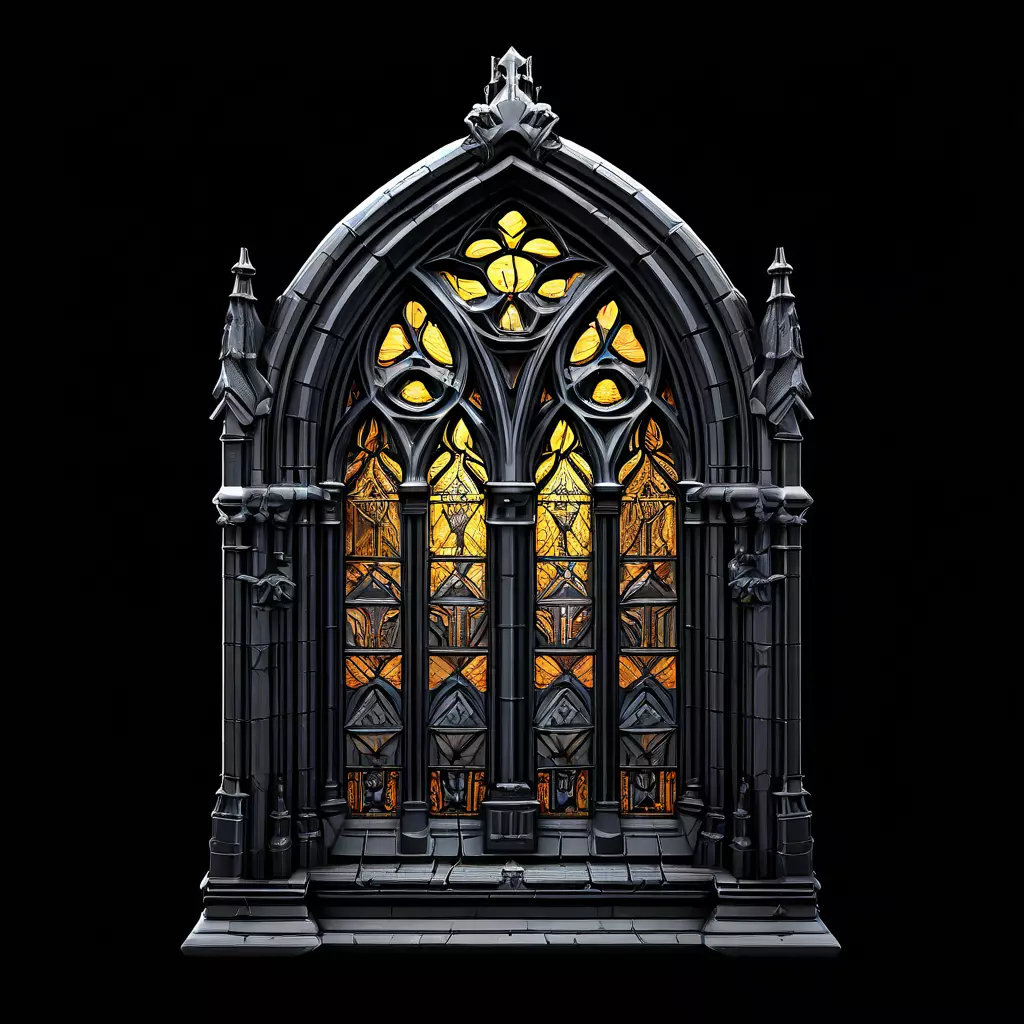 Gothic Stained Glass Window Arch Low-poly 3D model_0