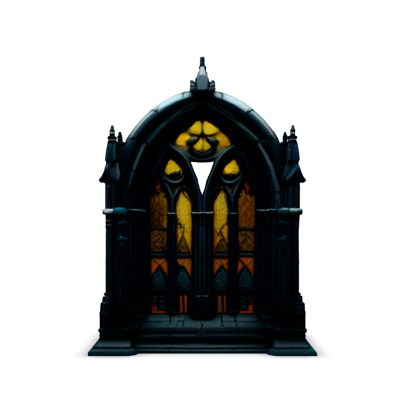 Gothic Stained Glass Window Arch Low-poly 3D model_6