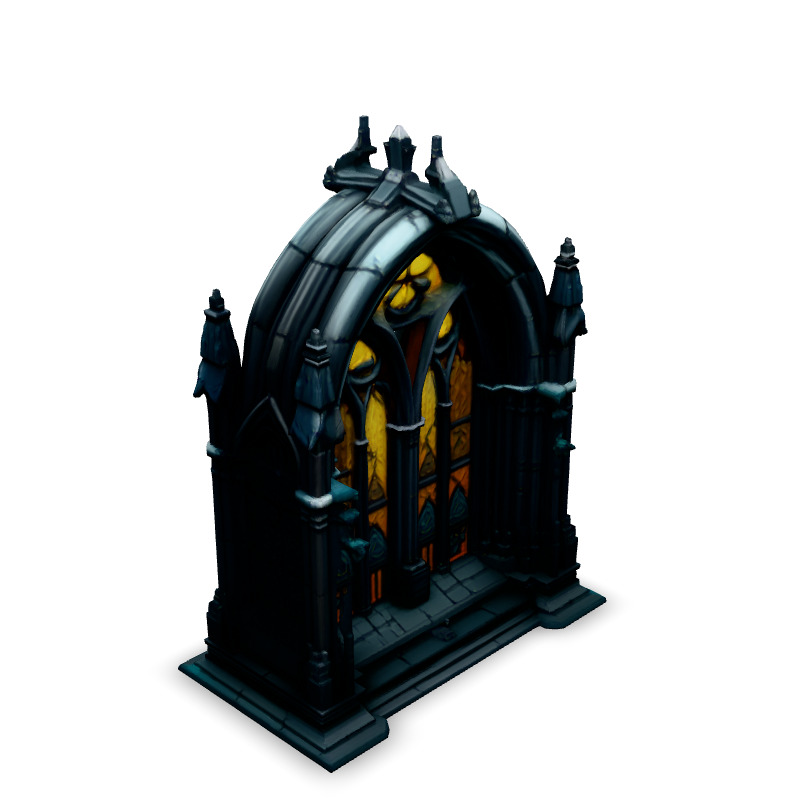 Gothic Stained Glass Window Arch Low-poly 3D model_4