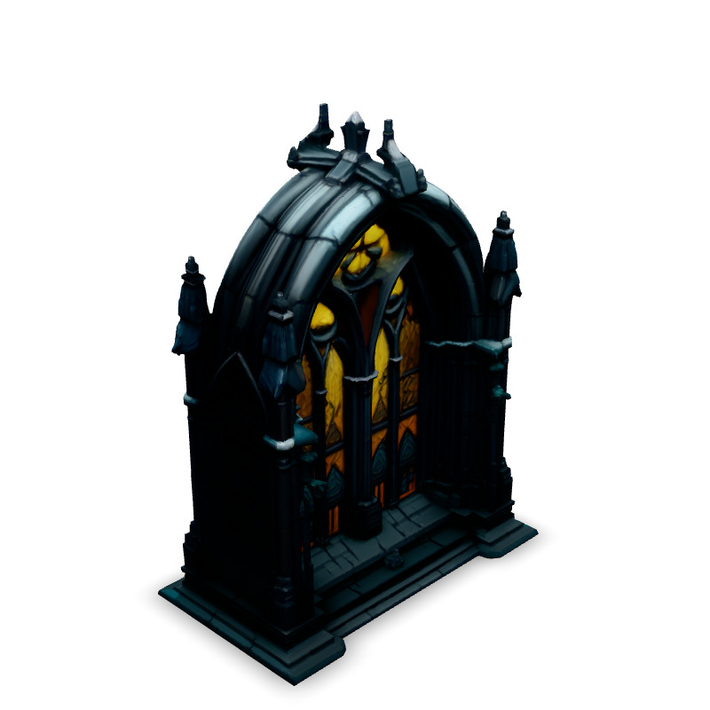 Gothic Stained Glass Window Arch Low-poly 3D model_2