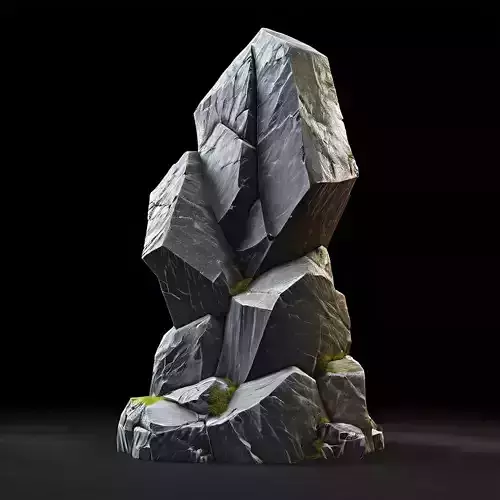 Realistic Dark Grey Rock Formation Low-poly 3D model