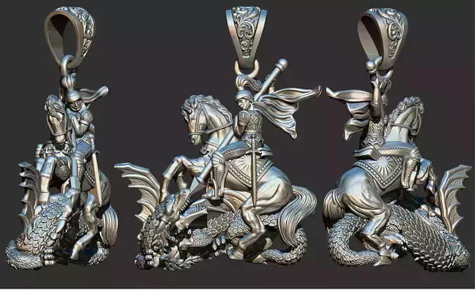 Saint George - Sao Jorge Full 3D Pendant 3D print model