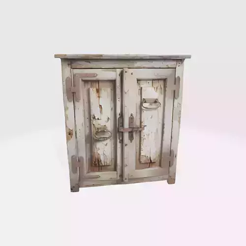 Rustic Vintage Wardrobe Cabinet - Distressed Farmhouse Furniture 3D model