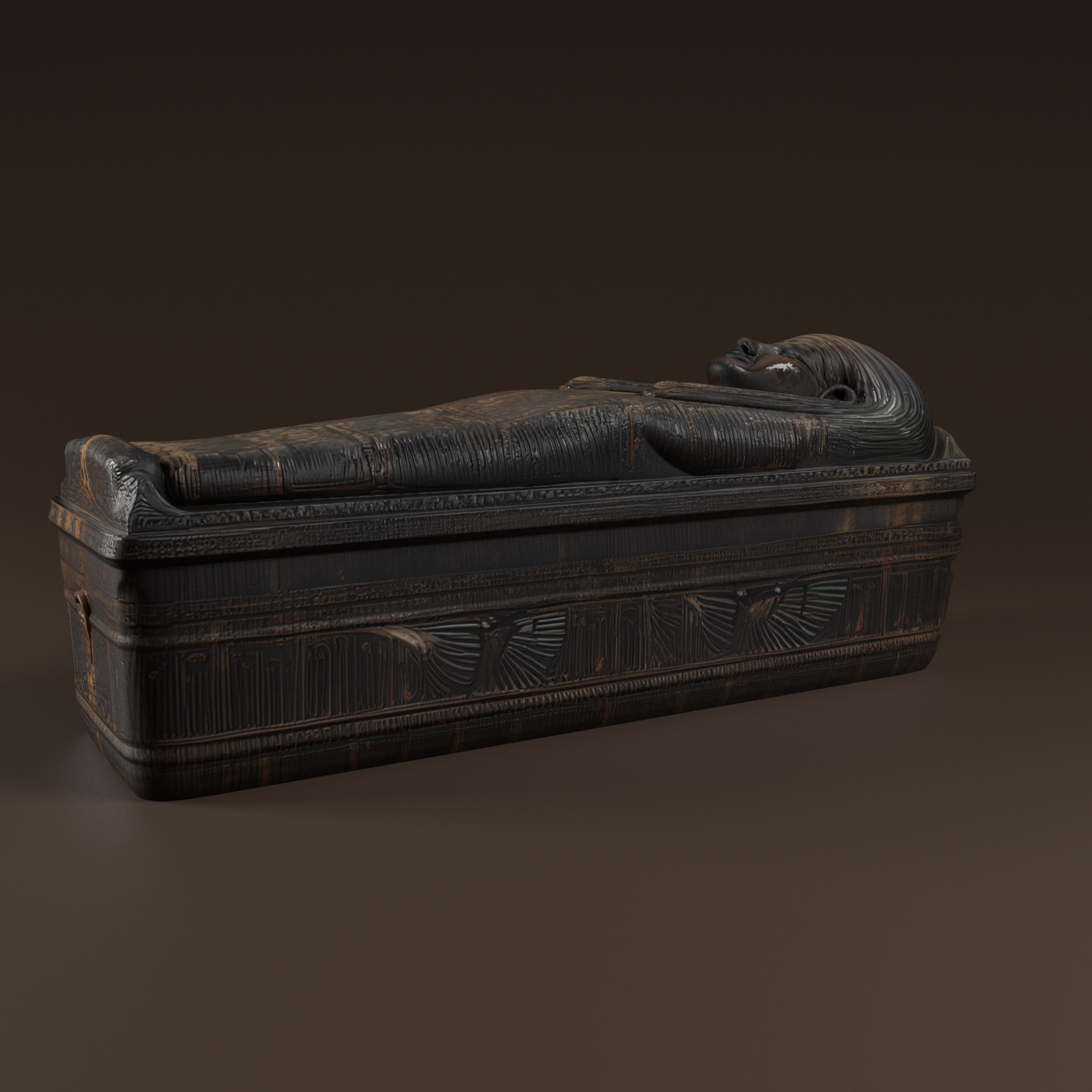 Sarcophagus Egyptian Stone Low-poly 3D model_2