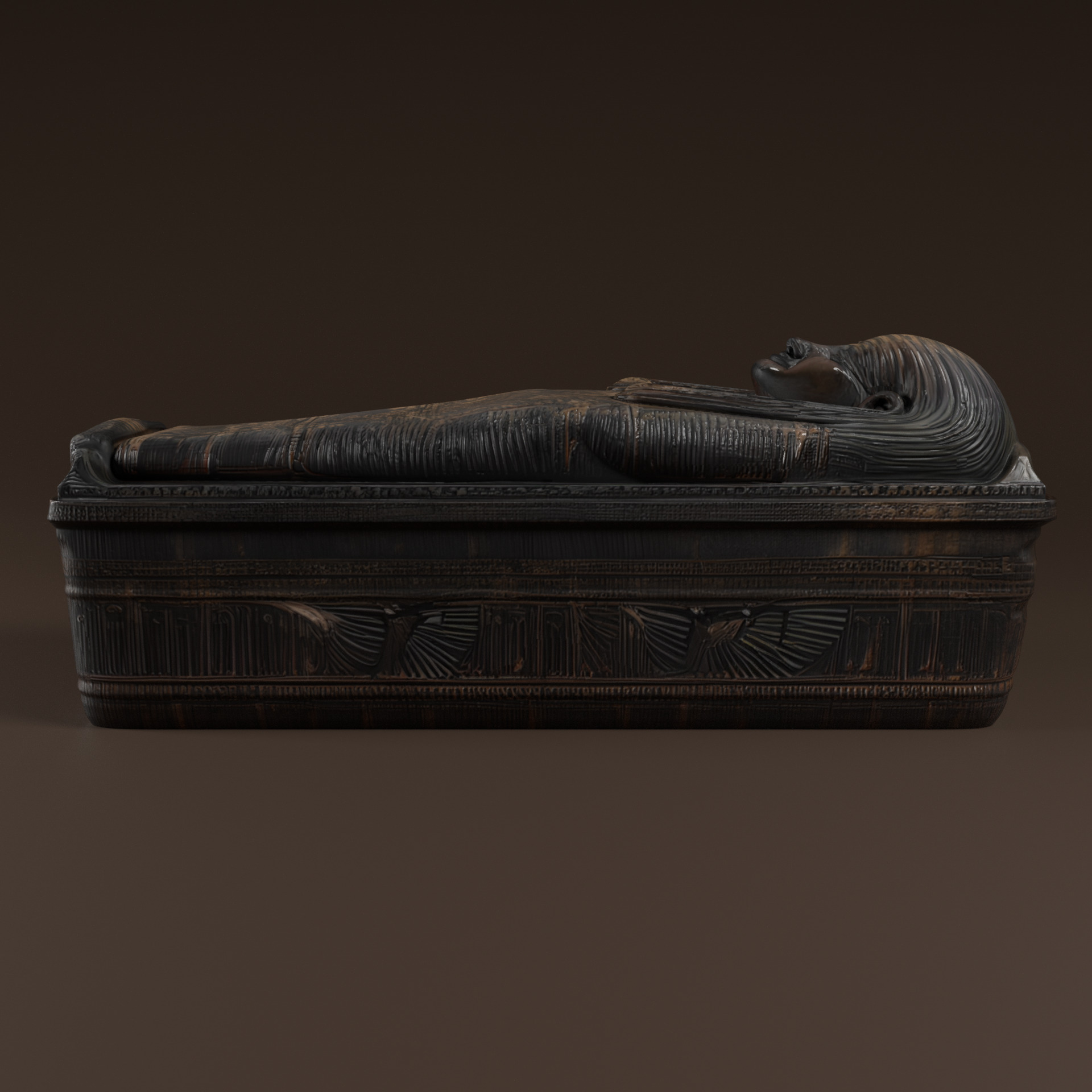 Sarcophagus Egyptian Stone Low-poly 3D model_1