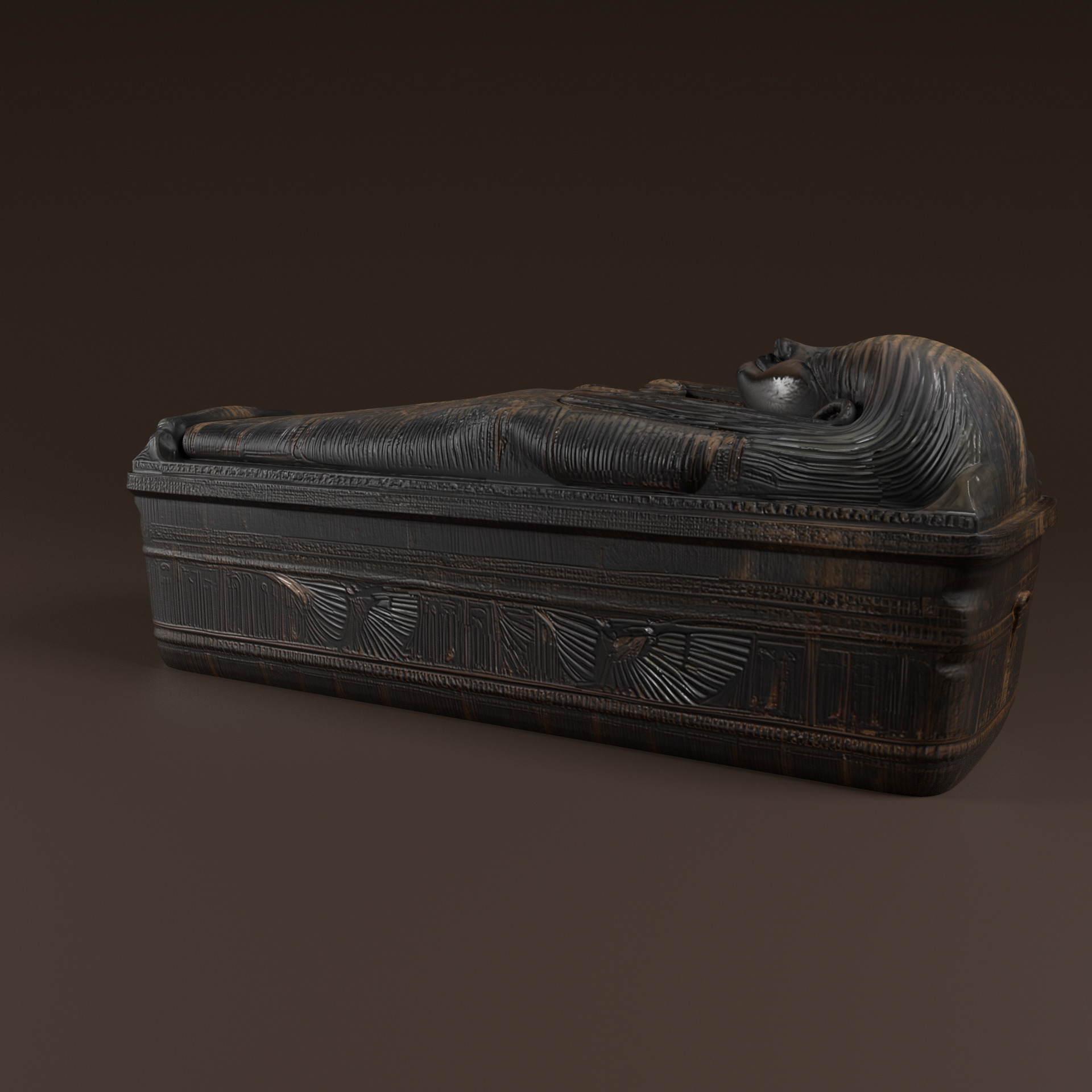 Sarcophagus Egyptian Stone Low-poly 3D model_12