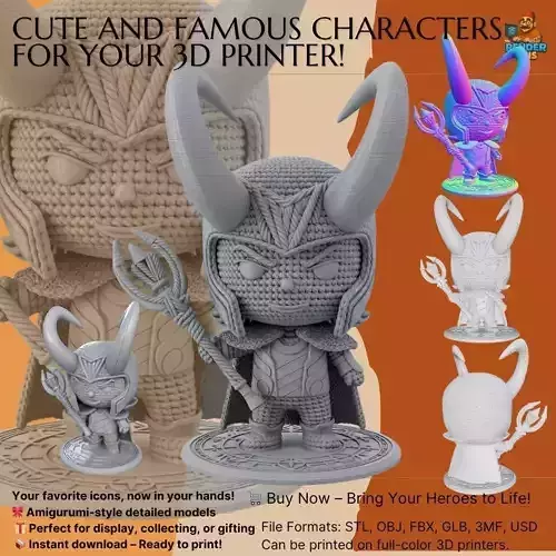 Knitted Loki Figurine 3D model