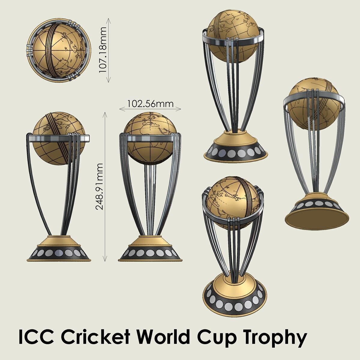 ICC Cricket World Cup Trophy 3D print model_3
