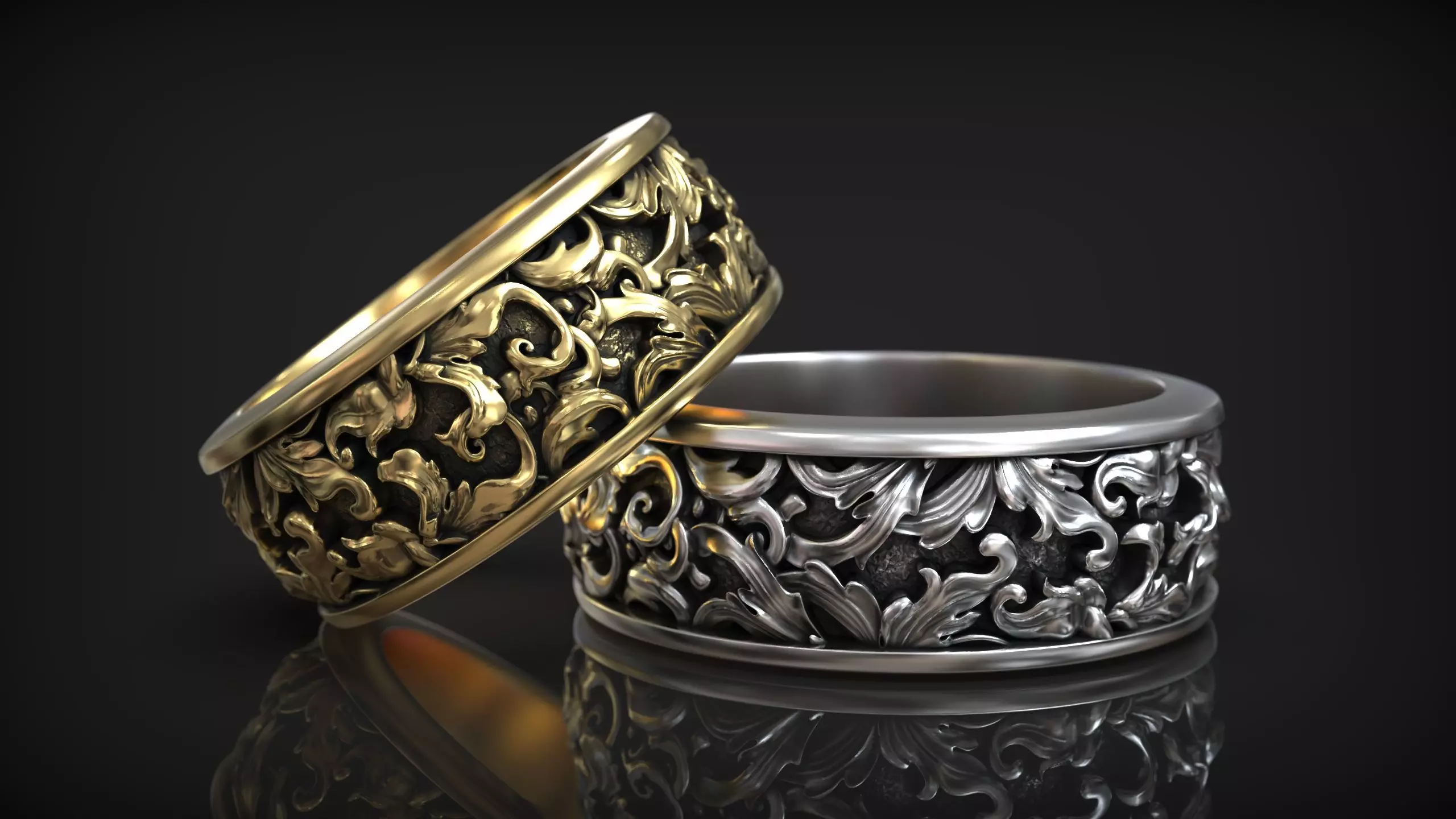 Art Deco Ornate Vintage Royal Pattern Wedding Band 3D print model