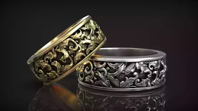 Art Deco Ornate Vintage Royal Pattern Wedding Band 3D print model