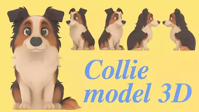 cartoon Collie Dog Sculpture