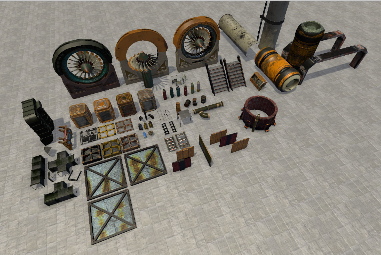 Abandoned Base Level Design Props Low-poly 3D model_18