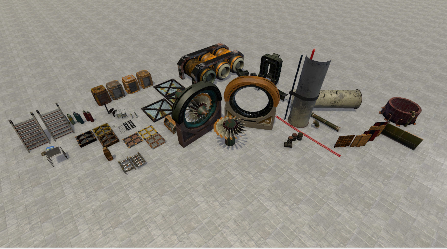 Abandoned Base Level Design Props Low-poly 3D model_20