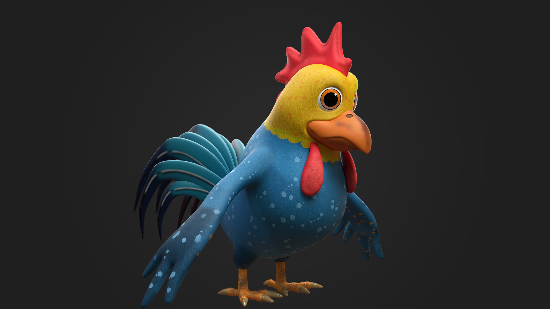 Stylized Cartoon Chicken Character 3D model_1