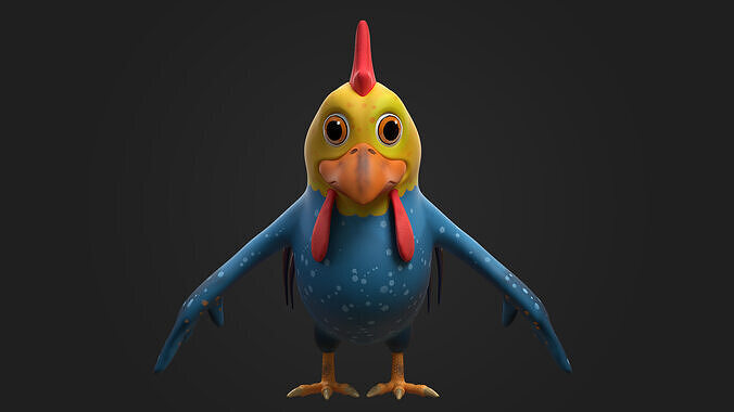 Stylized Cartoon Chicken Character 3D model