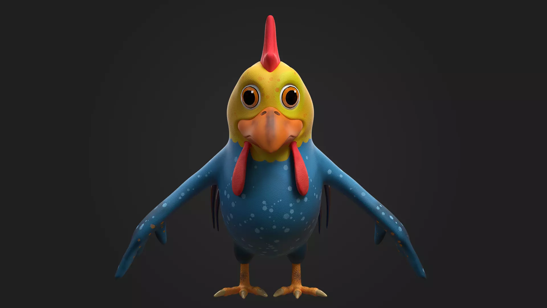 Stylized Cartoon Chicken Character 3D model_0