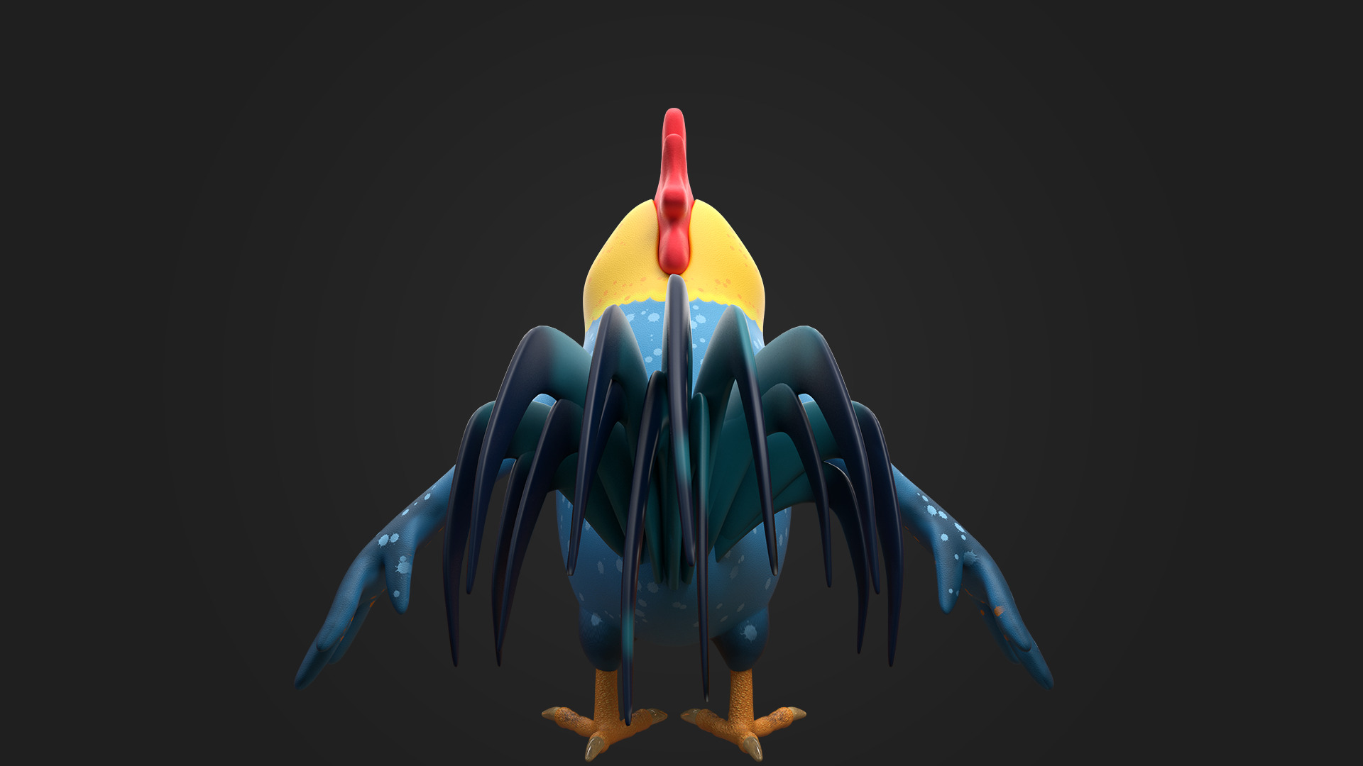 Stylized Cartoon Chicken Character 3D model_4