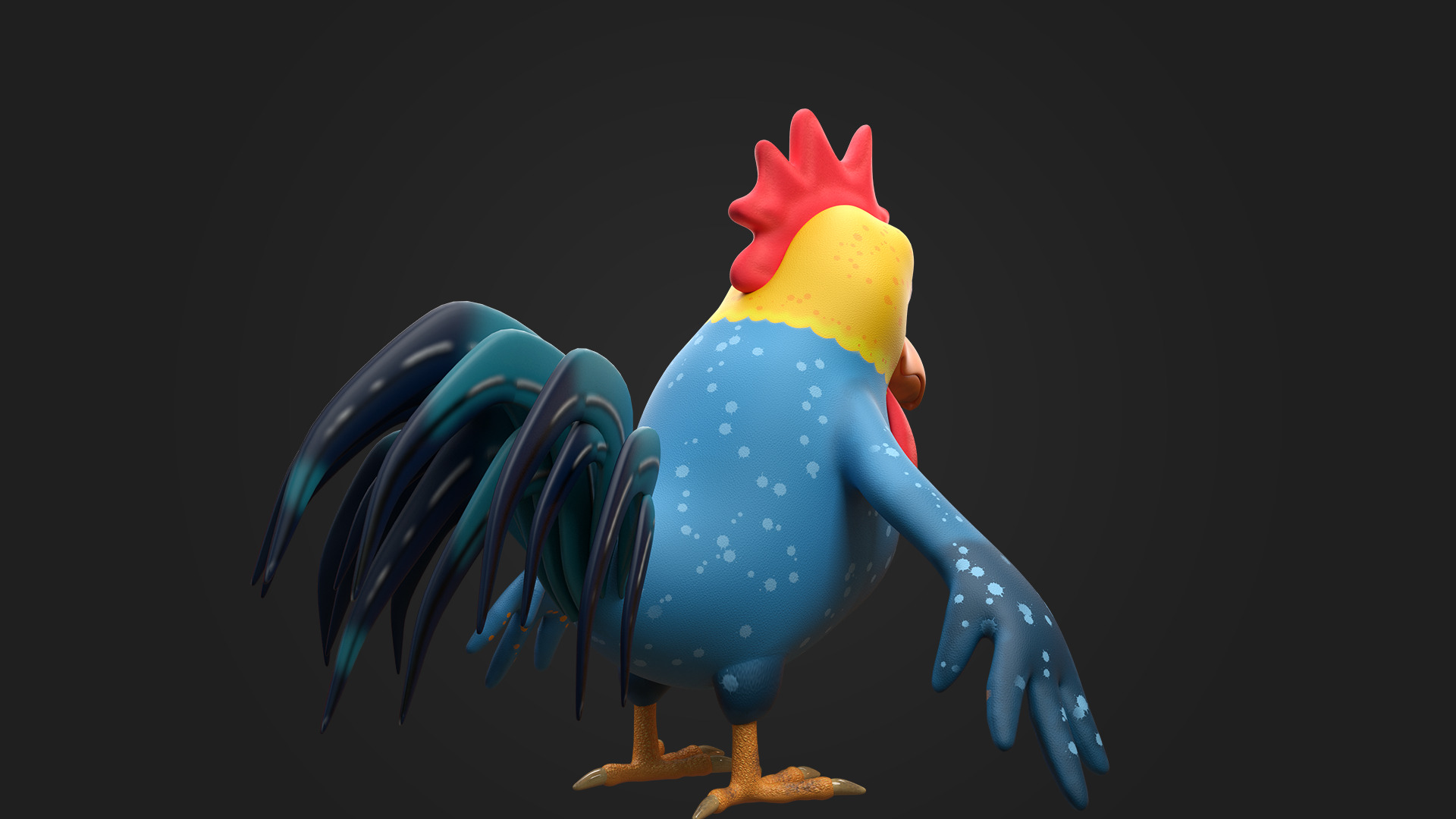 Stylized Cartoon Chicken Character 3D model_6