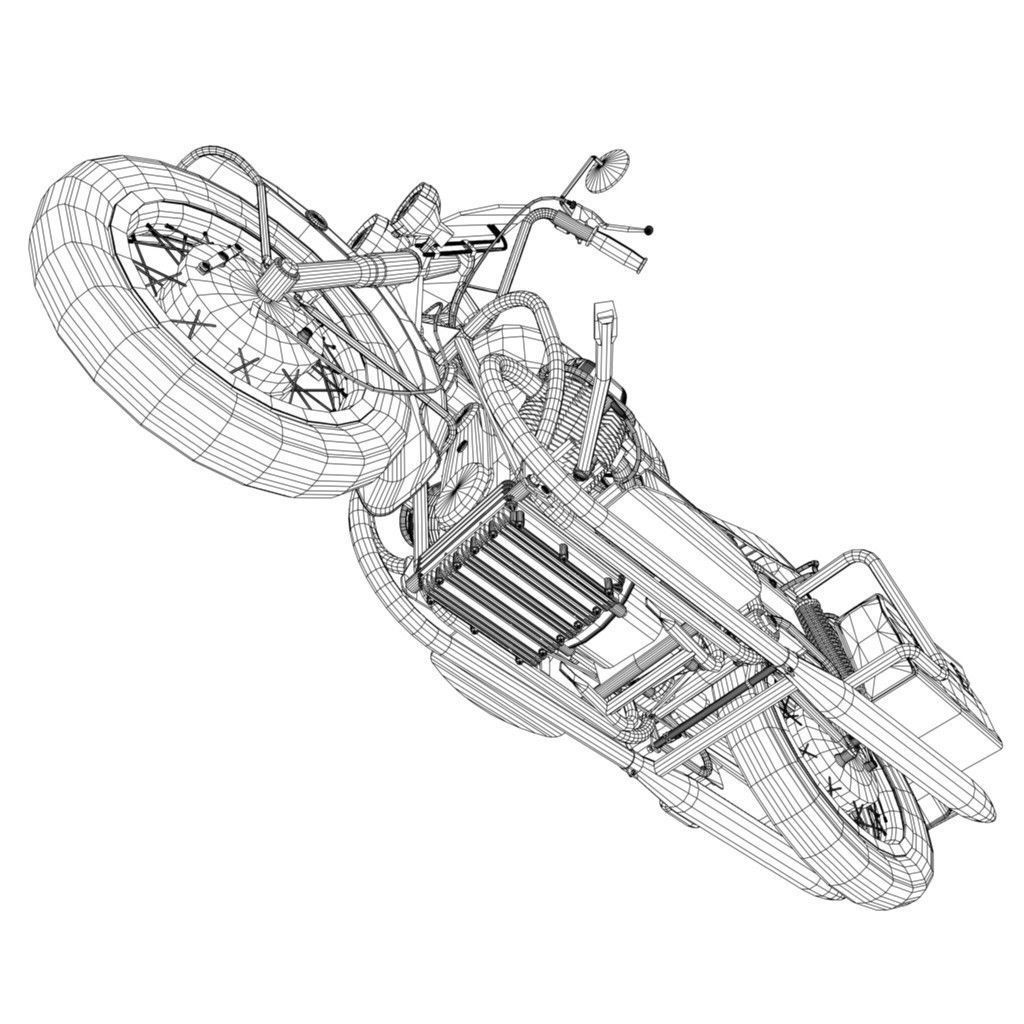 Motorcycle Low-poly 3D model_6