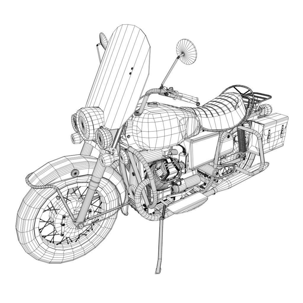 Motorcycle Low-poly 3D model_5