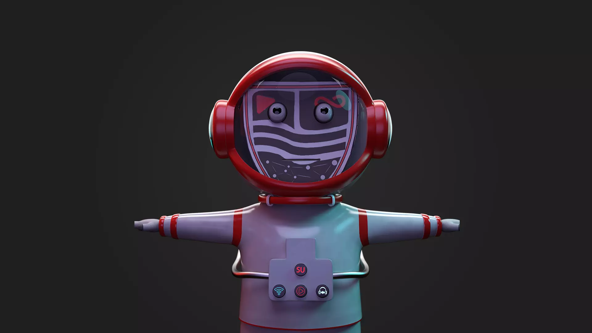Stylized Cartoon Astronaut Character 3D model_0