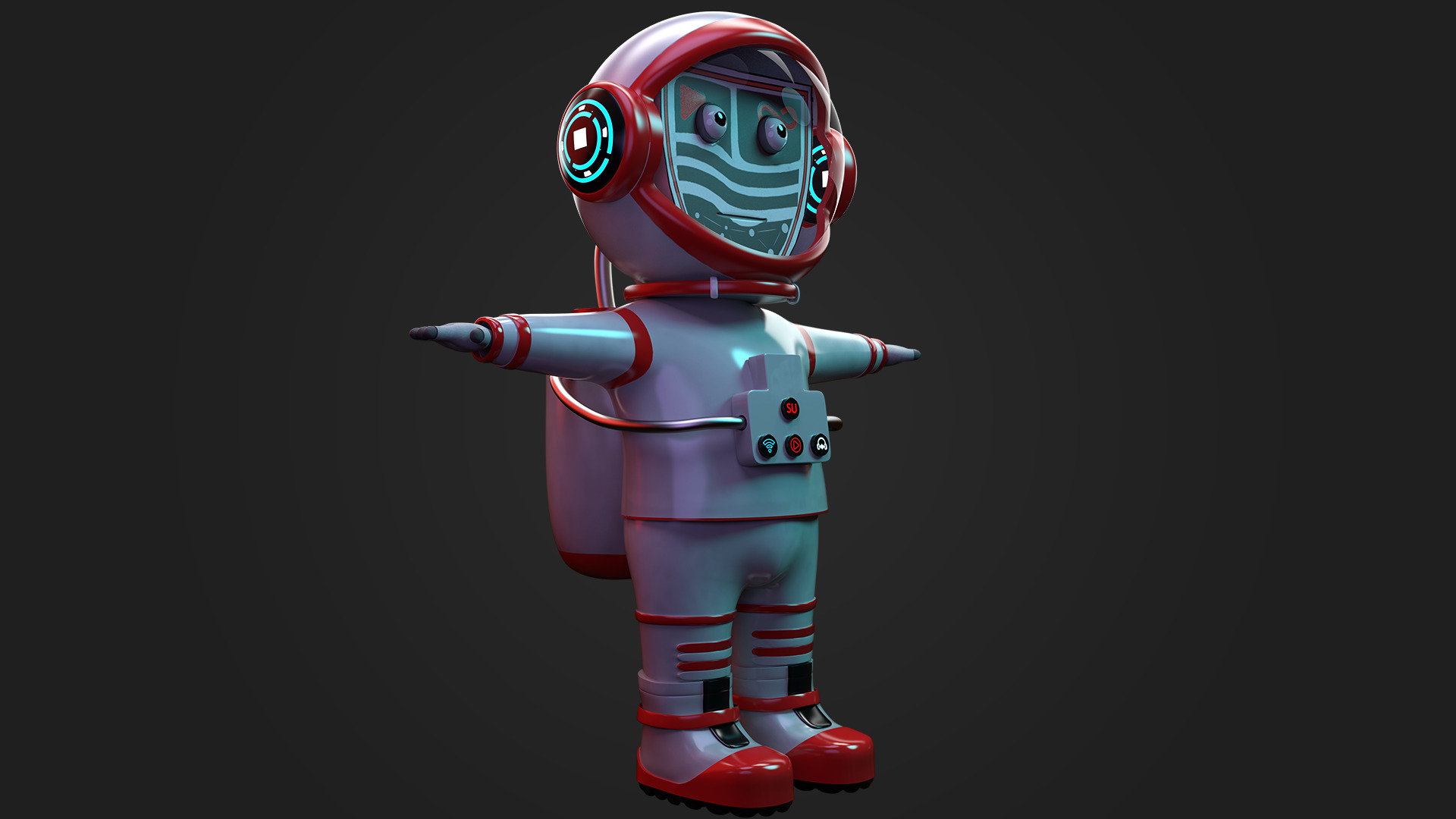Stylized Cartoon Astronaut Character 3D model_2
