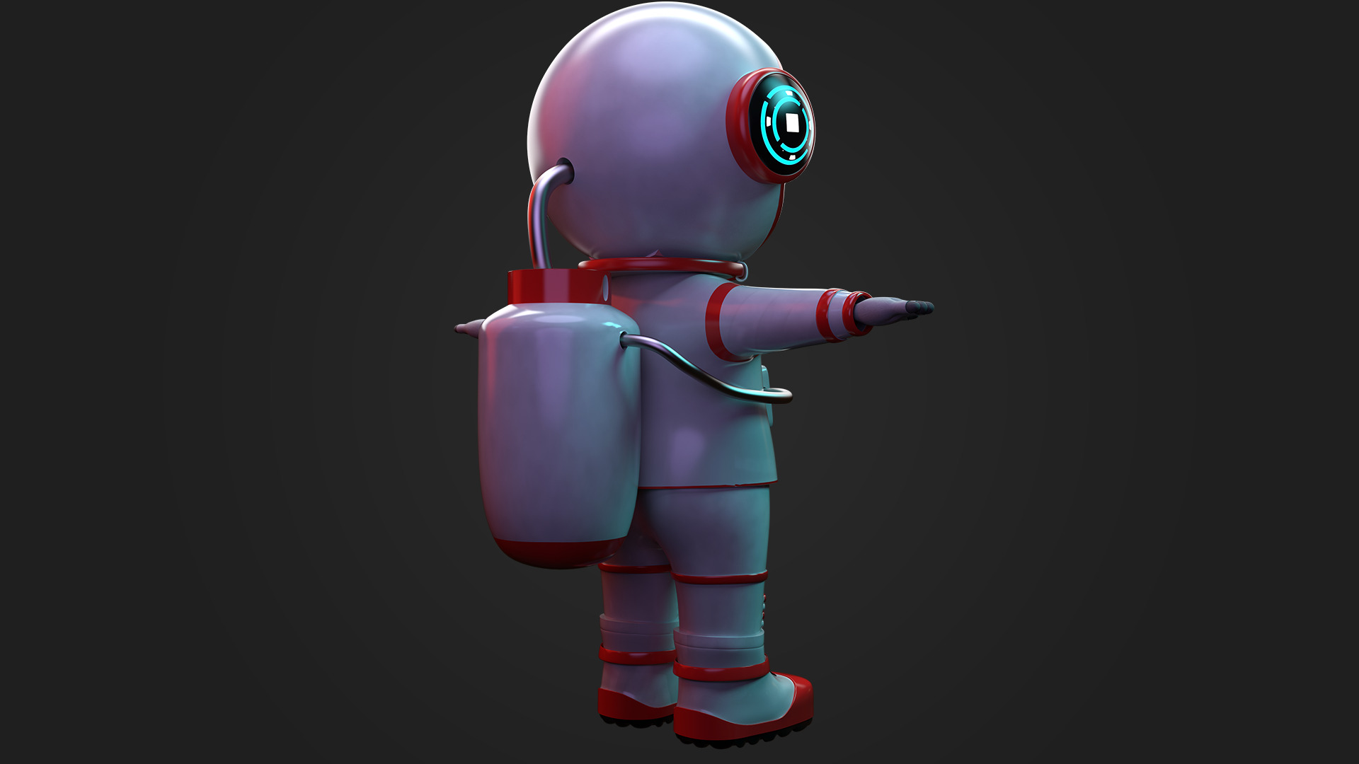 Stylized Cartoon Astronaut Character 3D model_4