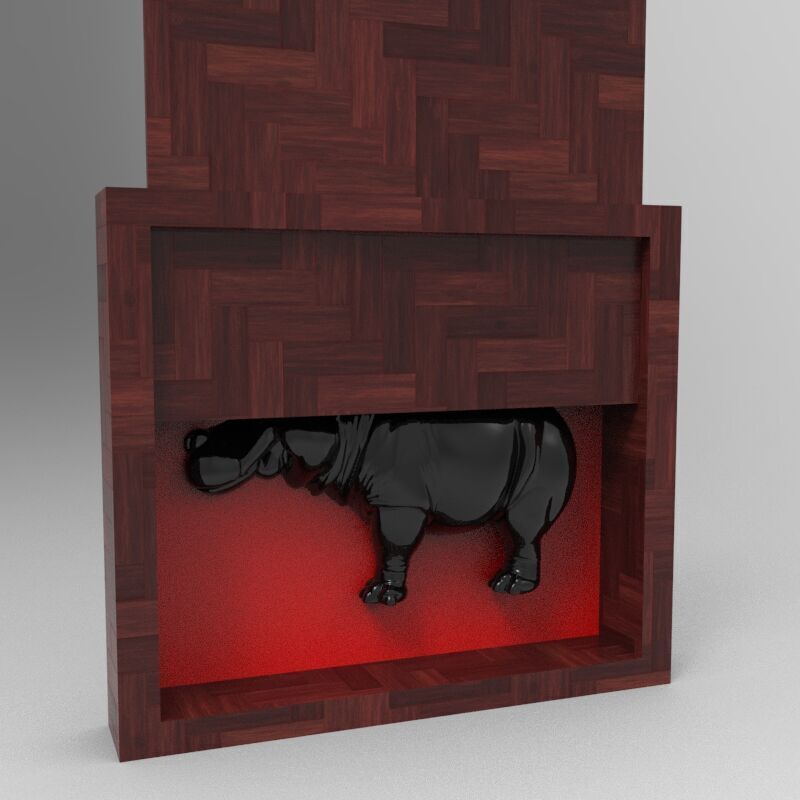 Hippo Behind the Wood - Hippo Box Gift 3D Printer 3D print model_1