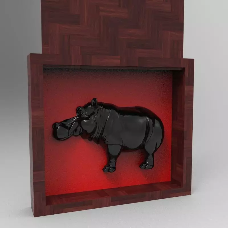 Hippo Behind the Wood - Hippo Box Gift 3D Printer 3D print model_0