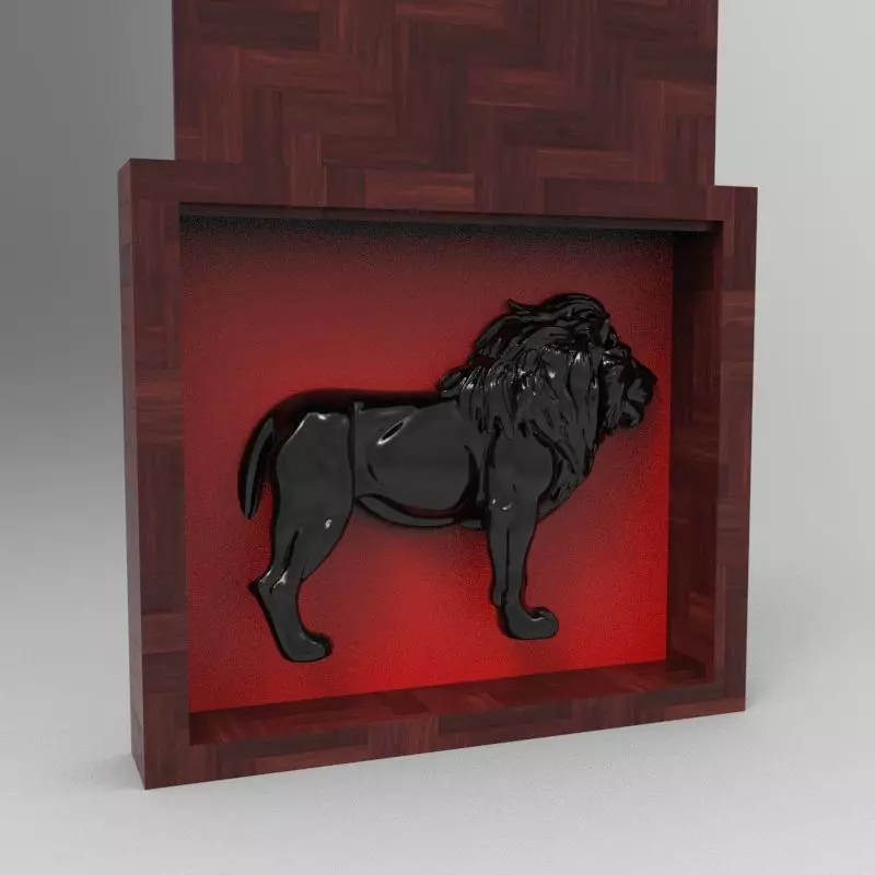 Lion Behind the Wood - Lion Box Gift 3D Printer 3D print model