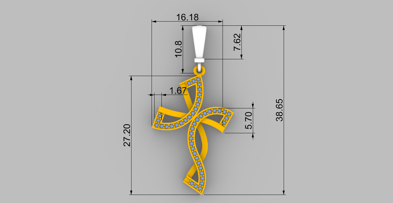 Diamond cross 3D print model C 95 3D print model_29