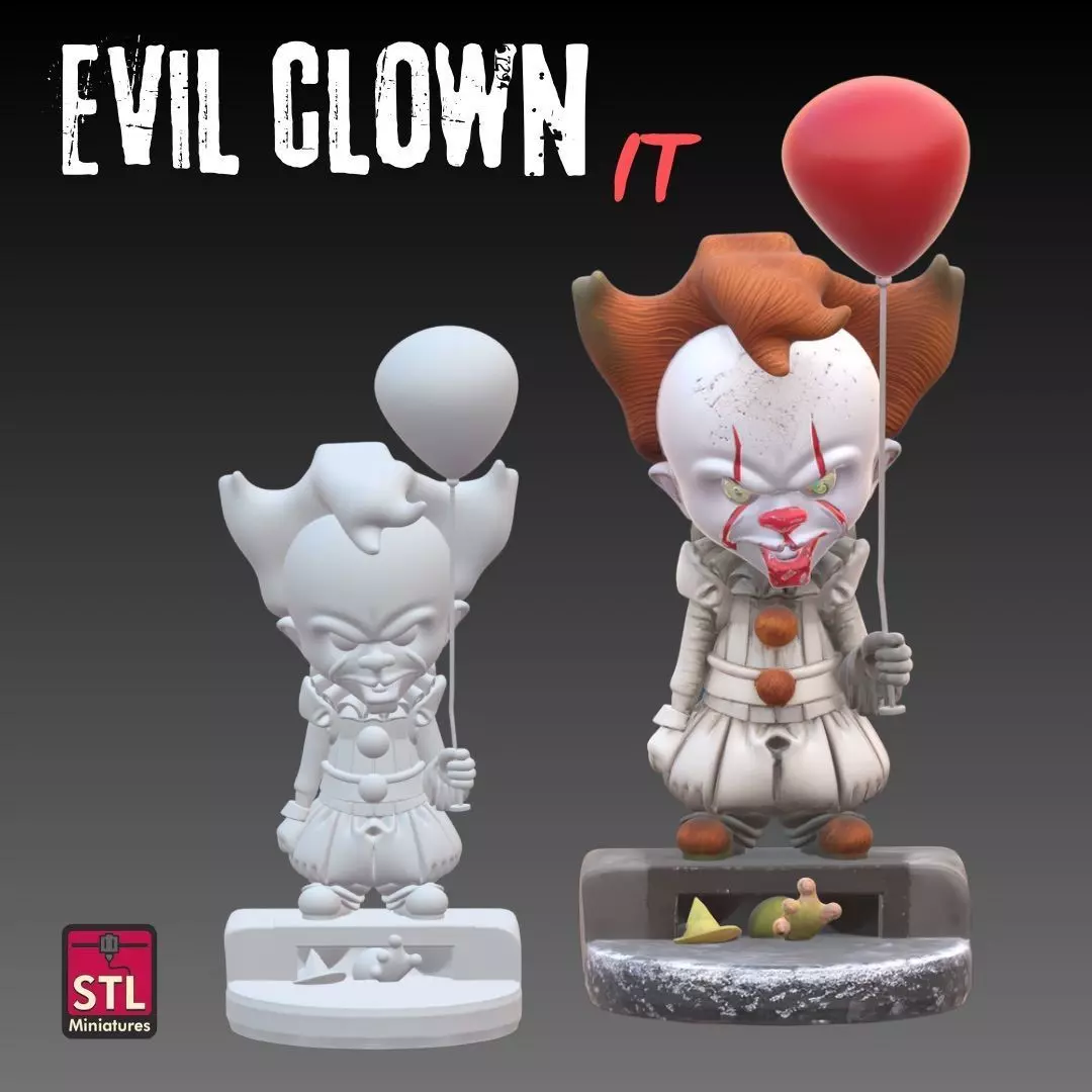 Evil Clown IT Horror Figure STL File for 3D 3D print model