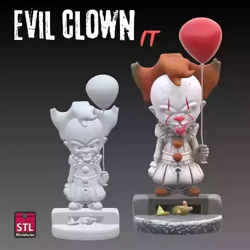 Evil Clown IT Horror Figure STL File for 3D 