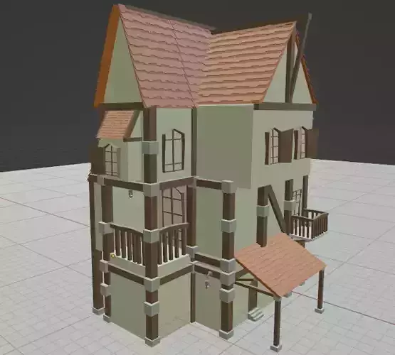 Stylized Medieval House 3D Model