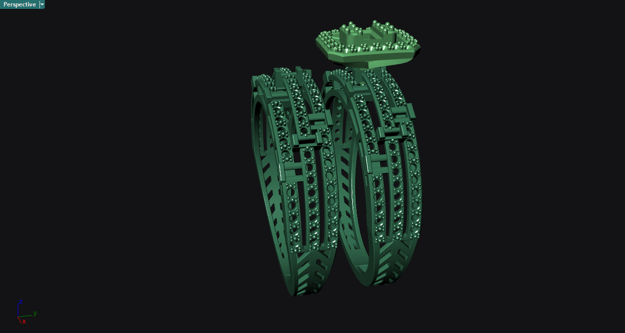 Baquette Twin Ring Set 3D print model_9