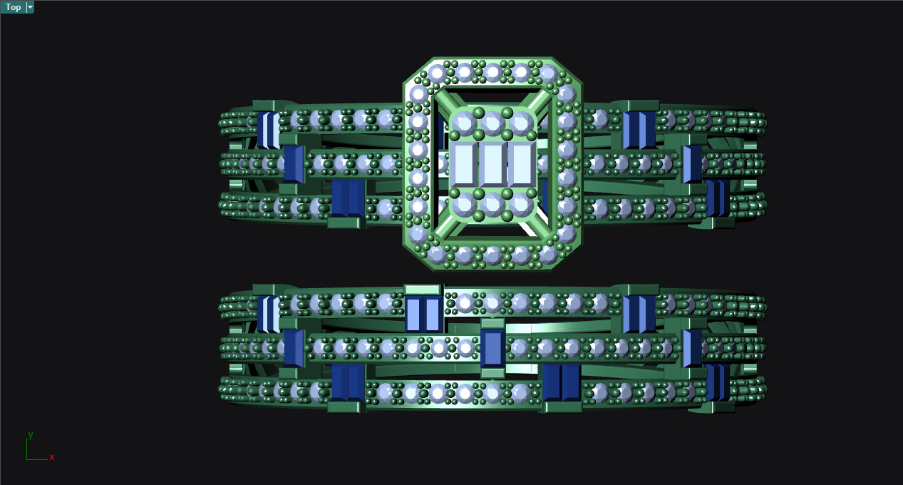 Baquette Twin Ring Set 3D print model_6