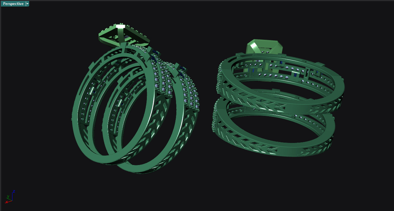Baquette Twin Ring Set 3D print model_5