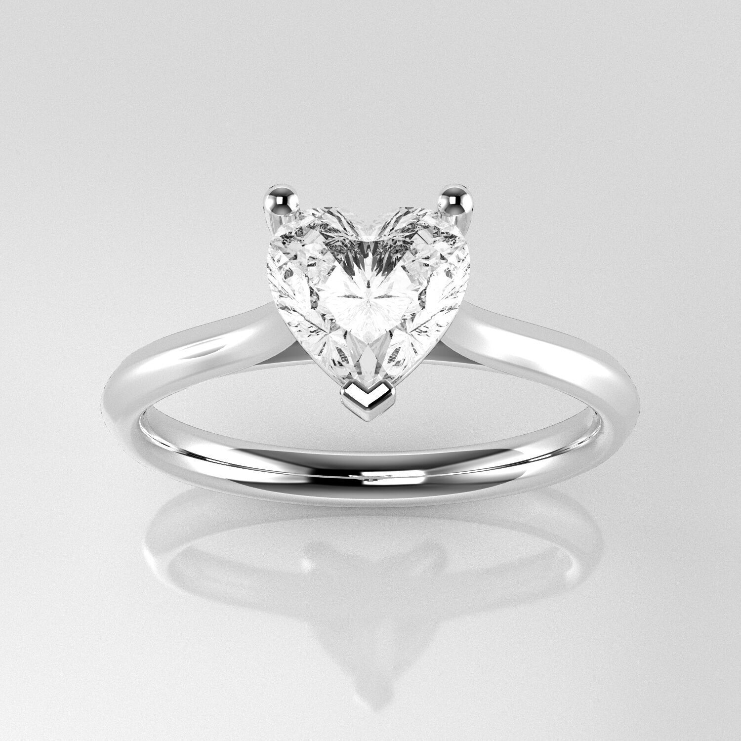 Classic Shoulder Solitaire Ring - Heart Shape - 100 ct points 3D print model_1