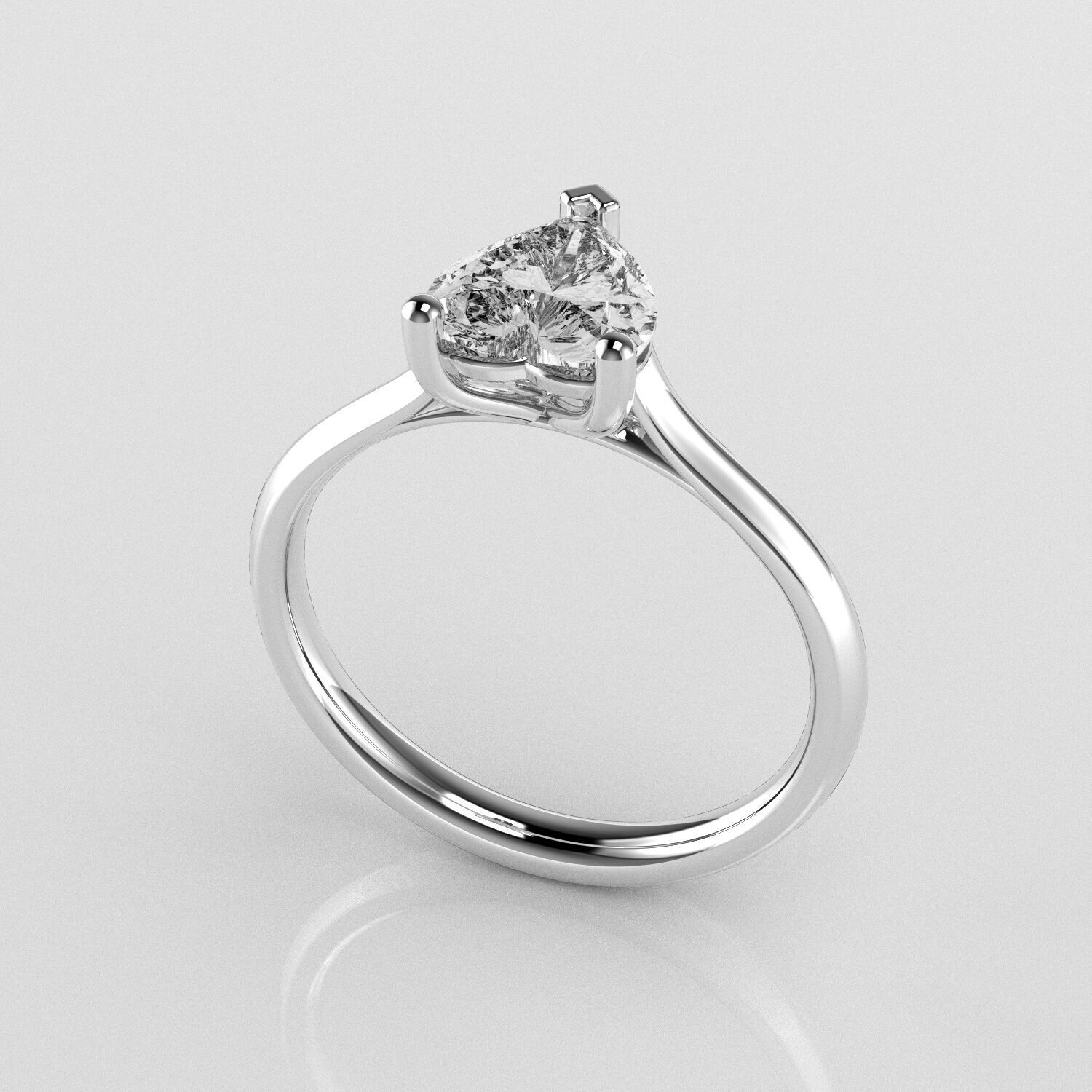 Classic Shoulder Solitaire Ring - Heart Shape - 100 ct points 3D print model_4