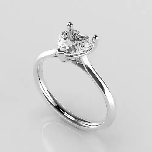 Classic Shoulder Solitaire Ring - Heart Shape - 100 ct points 3D print model Classic Shoulder Solitaire Ring - Heart Shape - 100 ct points 3D print model