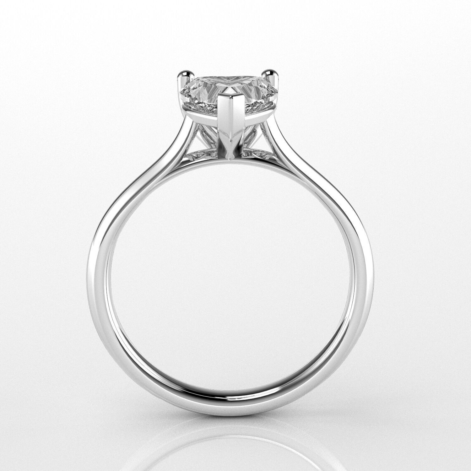 Classic Shoulder Solitaire Ring - Heart Shape - 100 ct points 3D print model_2